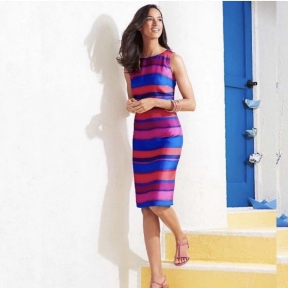 Talbots Striped Tafetta Sheath Dress